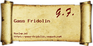Gass Fridolin névjegykártya